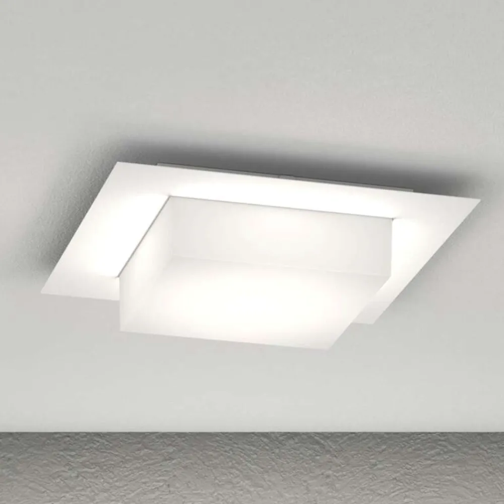 Plafoniere Da Esterno-Top Light Plafoniera da esterno miami quadrata bianca ip54