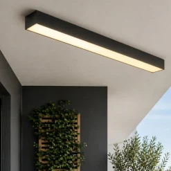 Plafoniere Da Esterno-Selezionato da Mazzolaluce Plafoniera da esterno rettangolare ip65 nera led 3000k 58cm