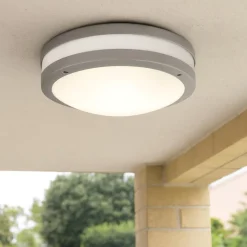 Plafoniere Da Esterno-Gea Luce Plafoniera da esterno rotonda grigio ura