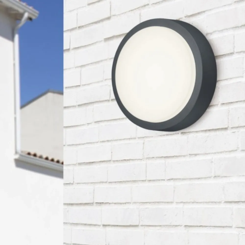 Plafoniere Da Esterno-Selezionato da Mazzolaluce Plafoniera da esterno rotonda moderna antracite led 8w 3000k