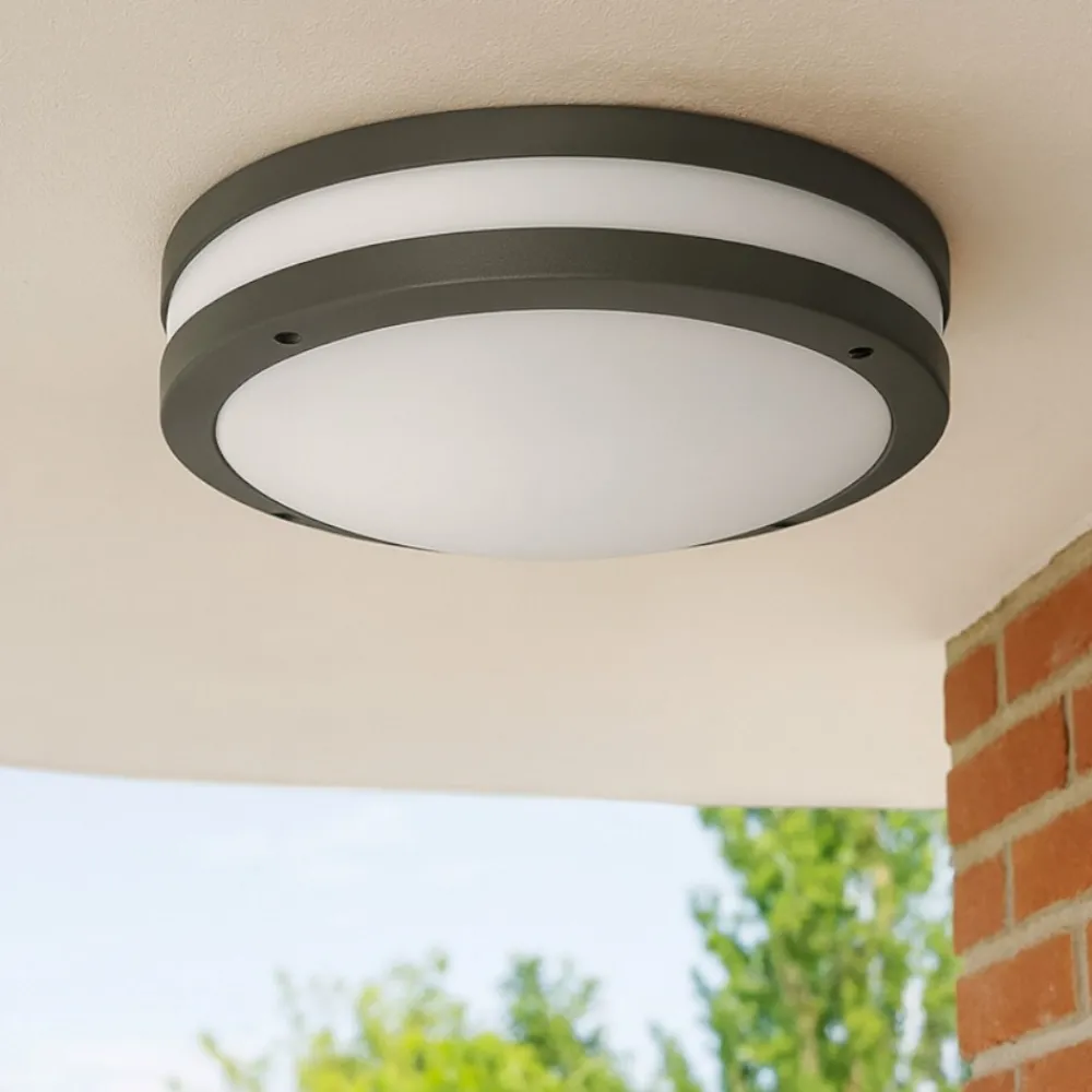 Plafoniere Da Esterno-Gea Luce Plafoniera da esterno rotonda antracite ura