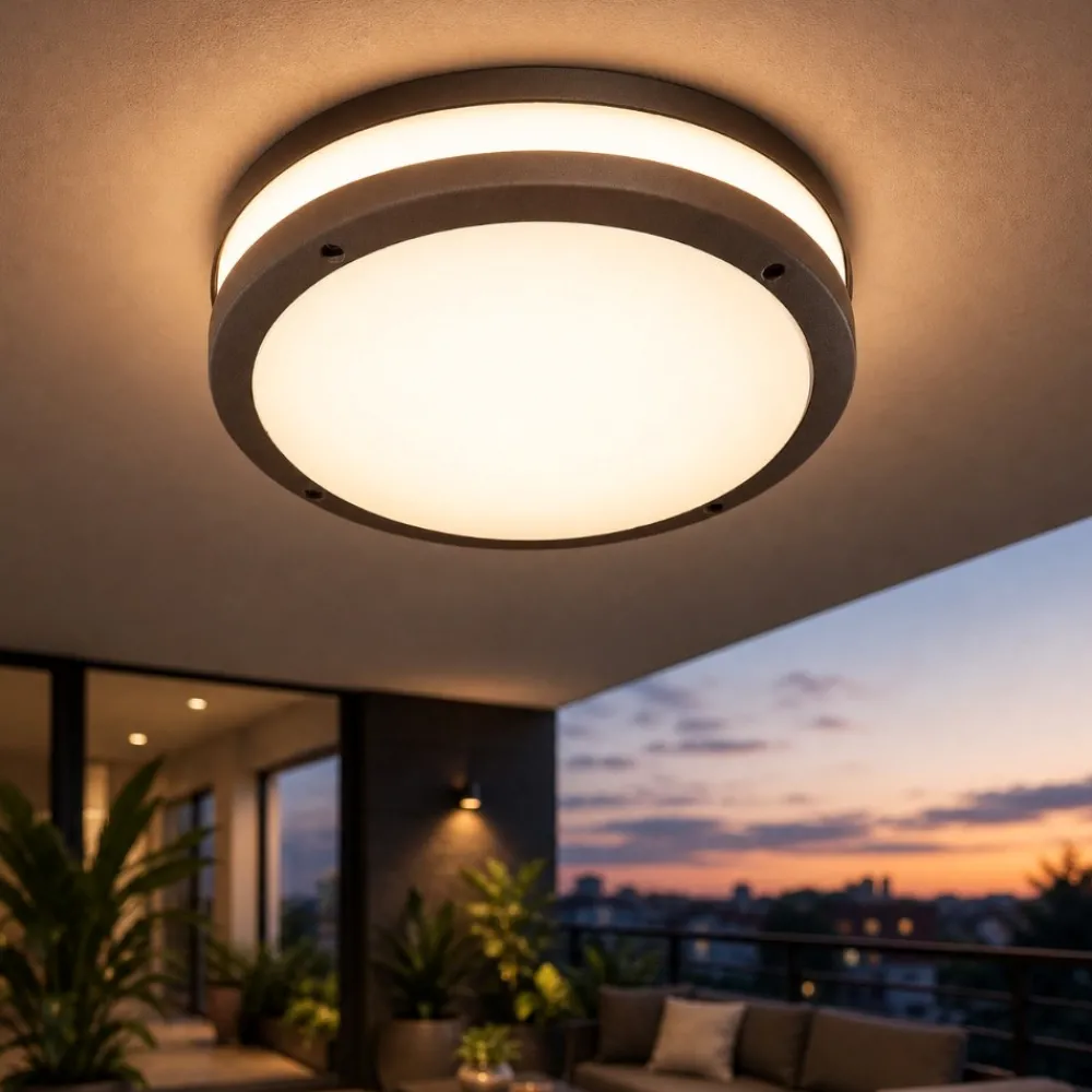 Plafoniere Da Esterno-Gea Luce Plafoniera da esterno rotonda marrone ura
