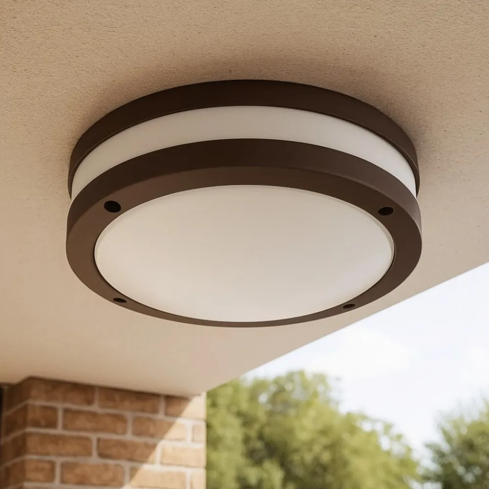 Plafoniere Da Esterno-Gea Luce Plafoniera da esterno rotonda marrone ura