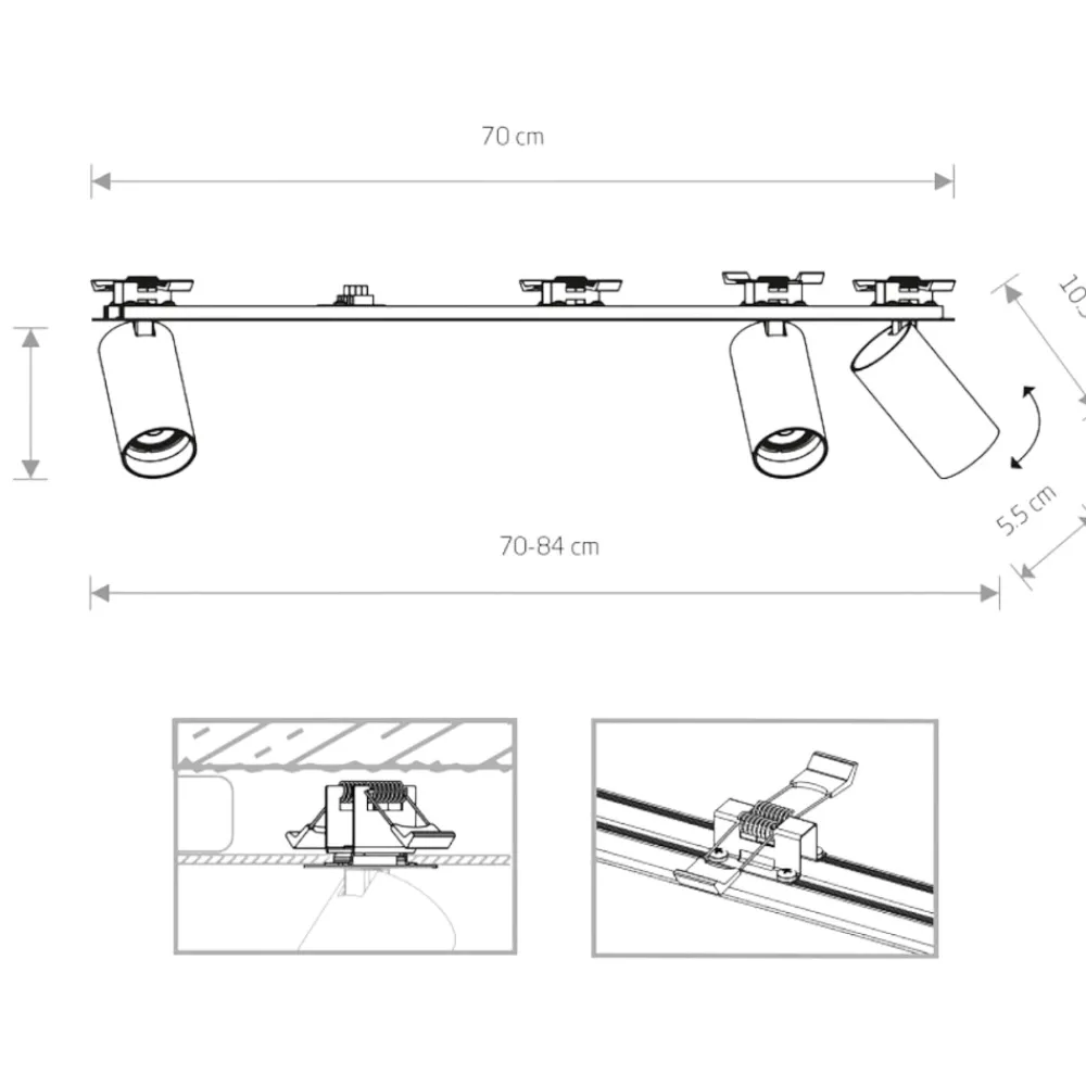 Plafoniere Moderne-Selezionato da Mazzolaluce Plafoniera da incasso a soffitto per cucina con faretti orientabili