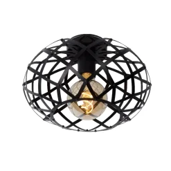 Plafoniere Moderne-Selezionato da Mazzolaluce Plafoniera da soffitto cesto intreccio di metallo nero