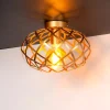 Plafoniere Moderne-Selezionato da Mazzolaluce Plafoniera da soffitto cesto intreccio metallo oro