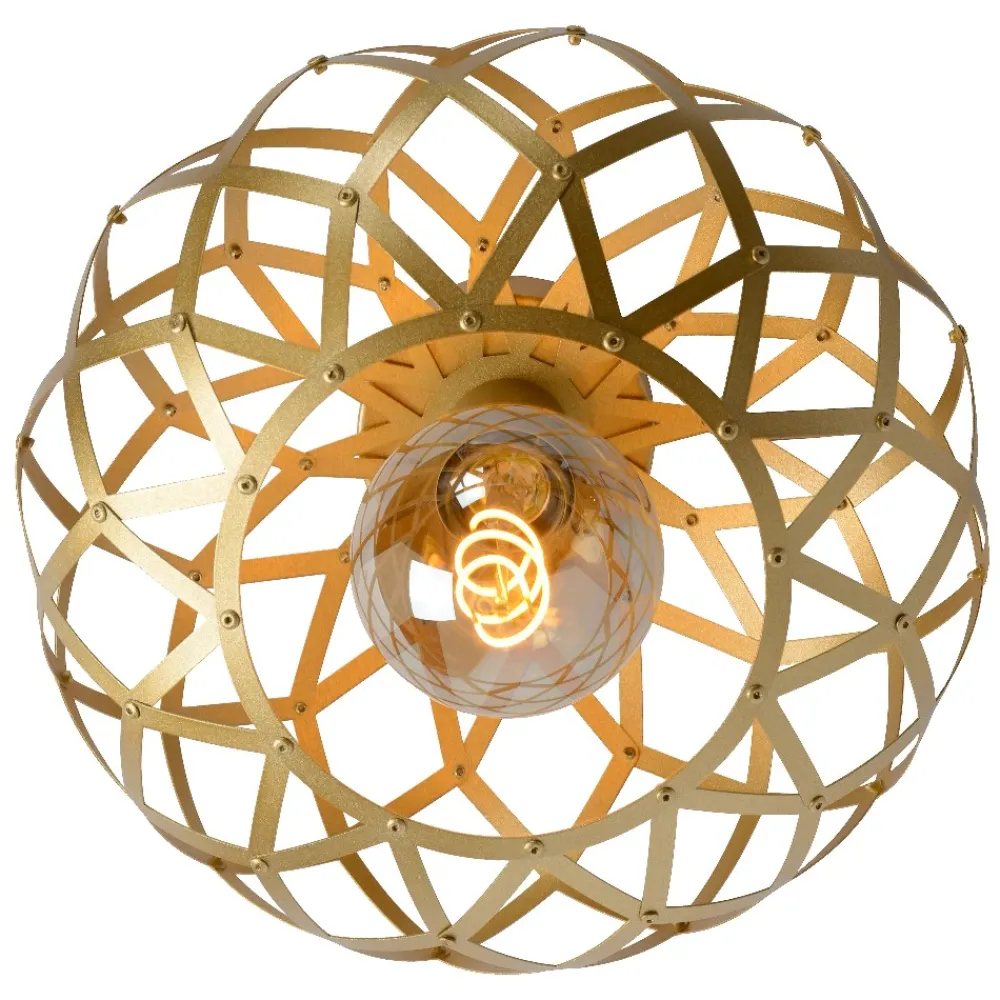Plafoniere Moderne-Selezionato da Mazzolaluce Plafoniera da soffitto cesto intreccio metallo oro