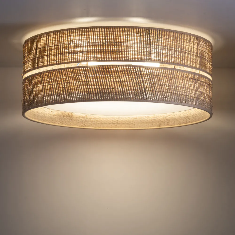 Plafoniere Moderne-Selezionato da Mazzolaluce Plafoniera da soffitto cilindro 60 cm di paglia per camera da letto
