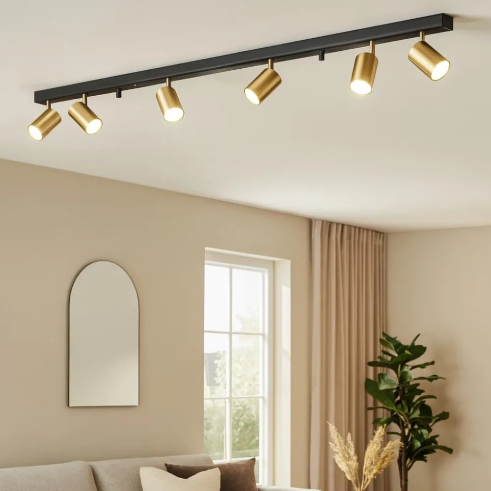 Plafoniere Moderne-Selezionato da Mazzolaluce Plafoniera da soffitto con faretti orientabili nero oro