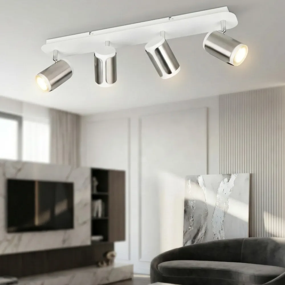 Plafoniere Moderne-Selezionato da Mazzolaluce Plafoniera da soffitto con luci orientabili bianco nickel