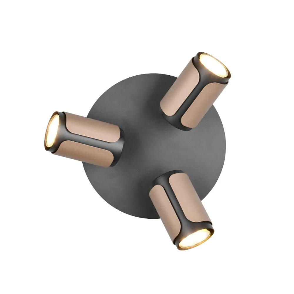 Plafoniere Moderne-Selezionato da Mazzolaluce Plafoniera da soffitto con 3 spot orientabili nero caffe
