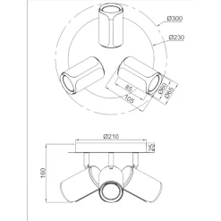 Plafoniere Moderne-Selezionato da Mazzolaluce Plafoniera da soffitto con 3 spot orientabili nero caffe