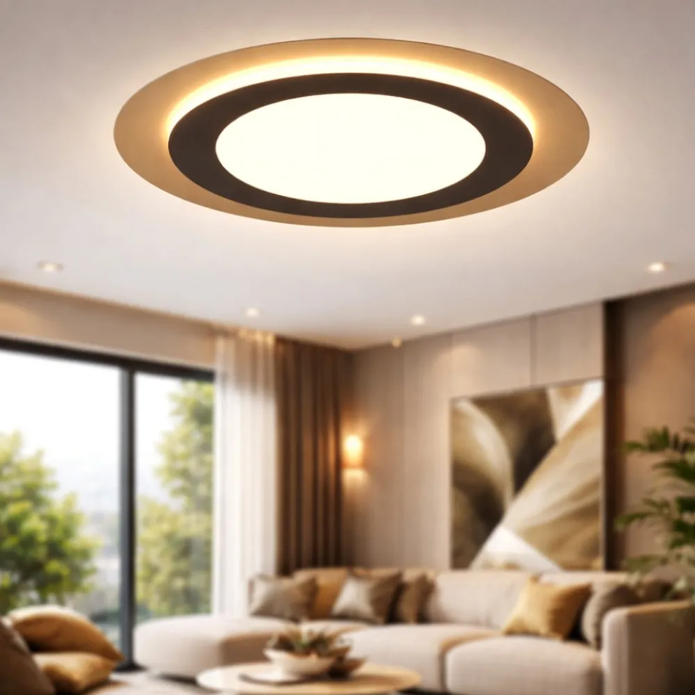 Plafoniere Moderne-Selezionato da Mazzolaluce Plafoniera da soffitto con telecomando moderna nero oro led 2700k a 6500k