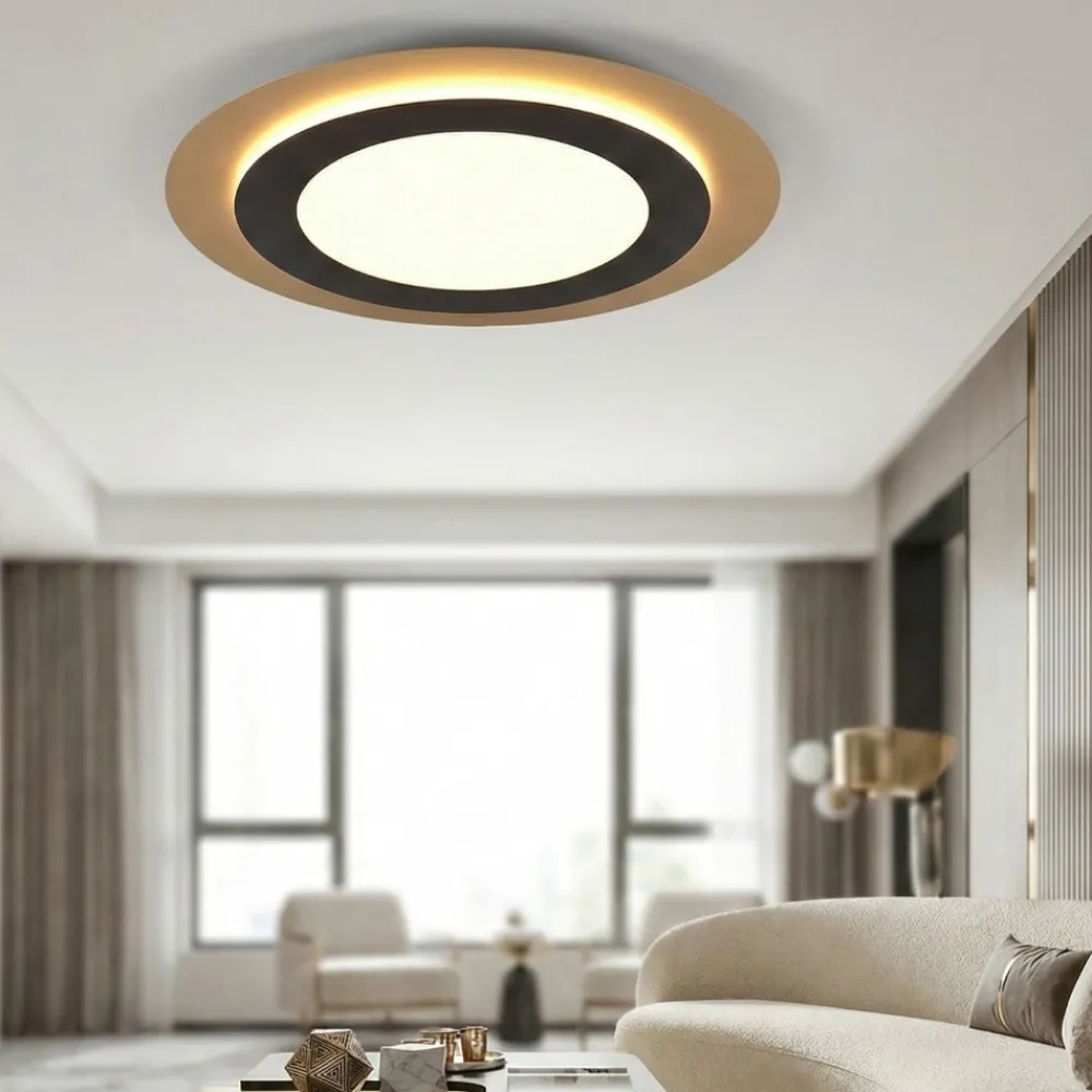 Plafoniere Moderne-Selezionato da Mazzolaluce Plafoniera da soffitto con telecomando moderna nero oro led 2700k a 6500k