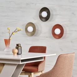 Plafoniere Moderne-Selezionato da Mazzolaluce Plafoniera da soffitto disco in metallo sabbia sfera in vetro