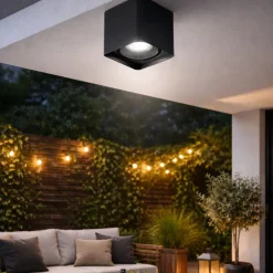 Plafoniere Da Esterno-Perenz Illuminazione Plafoniera da soffitto esterno ip54 gu10 perenz brick antracite opaco