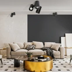 Plafoniere Moderne-Selezionato da Mazzolaluce Plafoniera da soffitto 3 faretti led nero orientabili