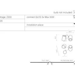 Plafoniere Moderne-Selezionato da Mazzolaluce Plafoniera da soffitto 3 faretti led nero orientabili