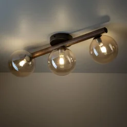 Plafoniere Moderne-Selezionato da Mazzolaluce Plafoniera da soffitto in legno stile nordico sfere di vetro ambra per cucina