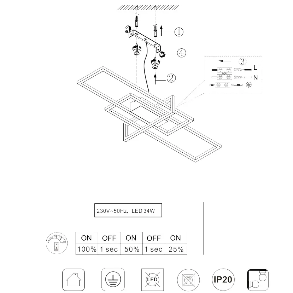 Plafoniere Moderne-Selezionato da Mazzolaluce Plafoniera da soffitto led 3000k design nero dimmerabile