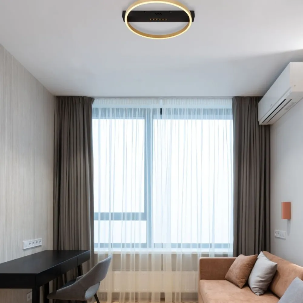 Plafoniere Moderne-Selezionato da Mazzolaluce Plafoniera da soffitto led 24w 3000k rotonda moderna nero oro