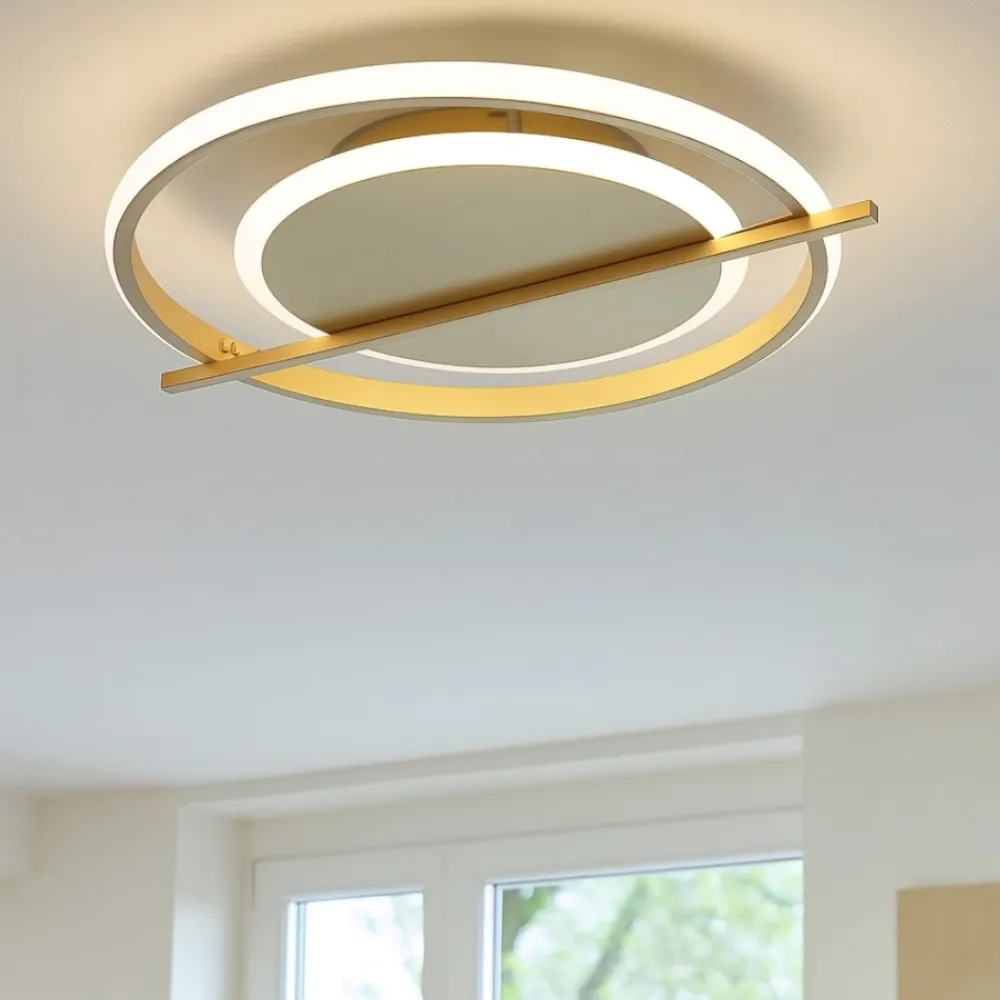 Plafoniere Moderne-Selezionato da Mazzolaluce Plafoniera da soffitto led 36w 3000k oro design moderna