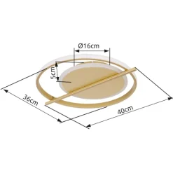Plafoniere Moderne-Selezionato da Mazzolaluce Plafoniera da soffitto led 36w 3000k oro design moderna