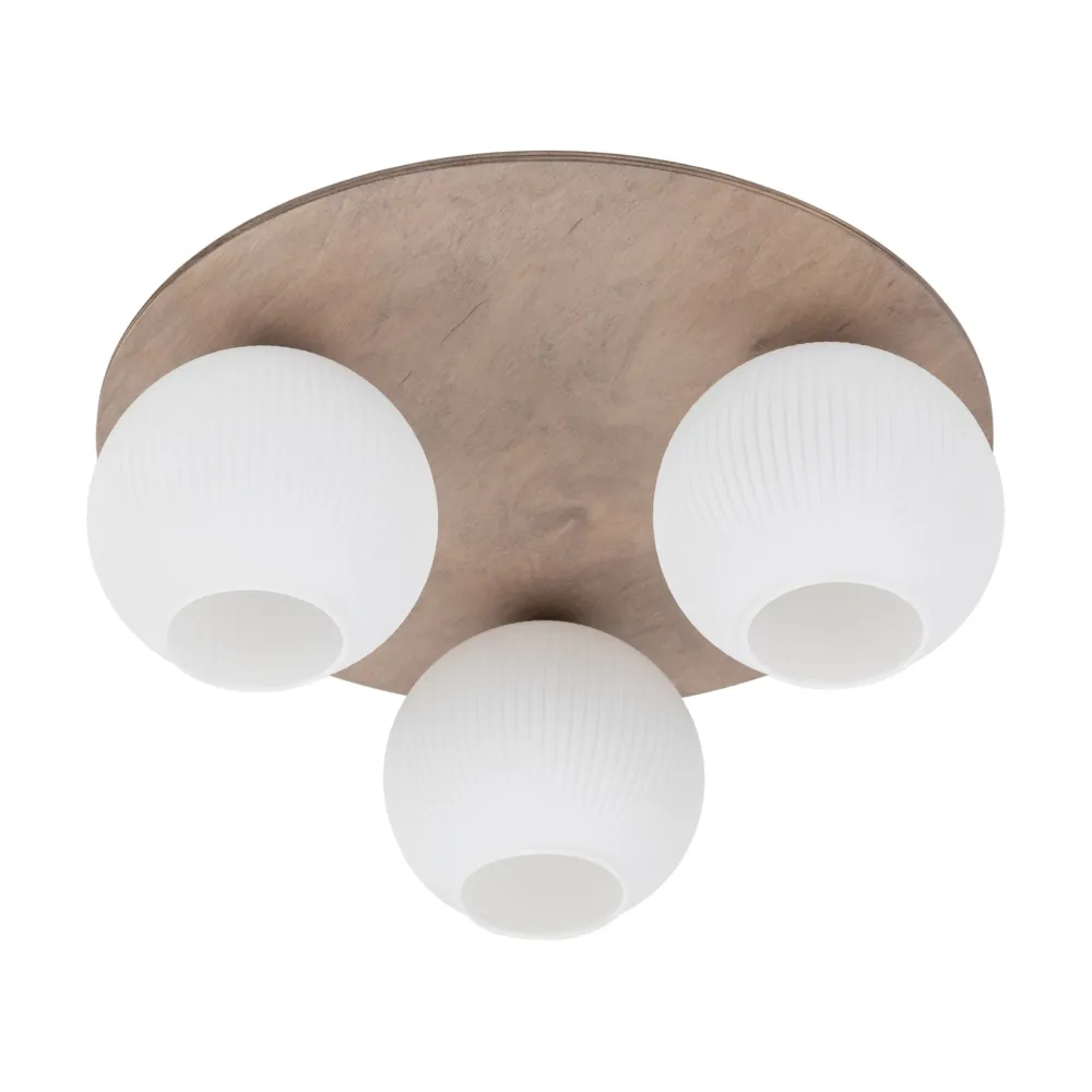 Plafoniere Moderne-Selezionato da Mazzolaluce Plafoniera da soffitto moderna in legno sfere di vetro bianco