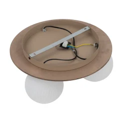 Plafoniere Moderne-Selezionato da Mazzolaluce Plafoniera da soffitto moderna in legno sfere di vetro bianco