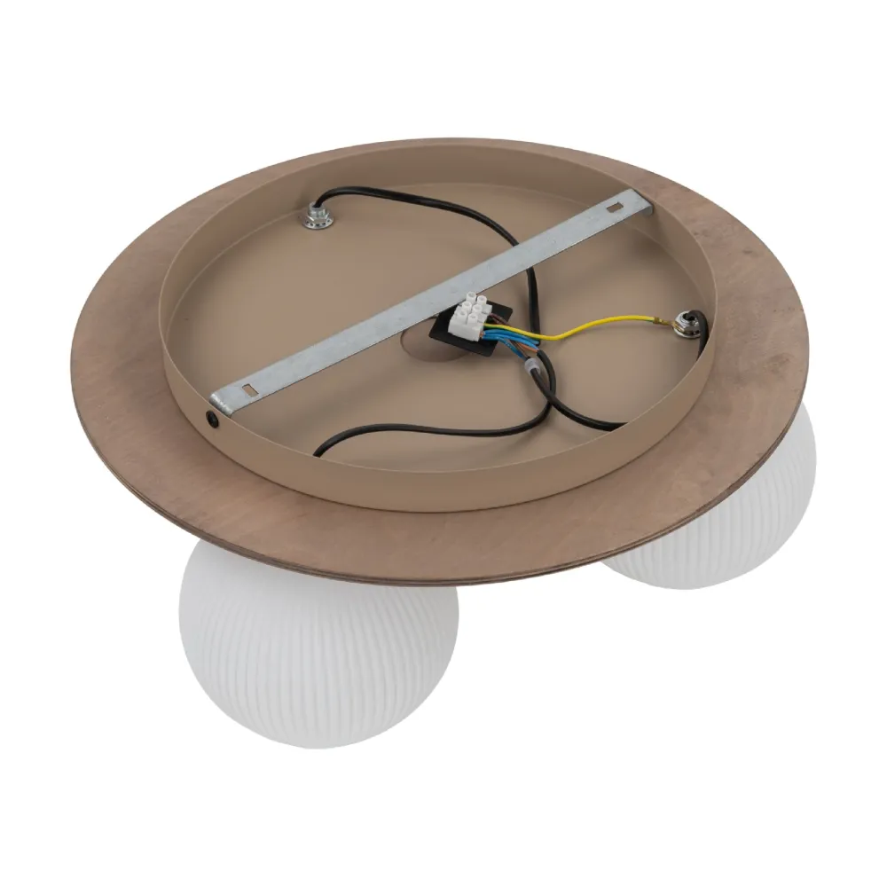 Plafoniere Moderne-Selezionato da Mazzolaluce Plafoniera da soffitto moderna in legno sfere di vetro bianco
