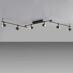Plafoniere Moderne-Selezionato da Mazzolaluce Plafoniera da soffitto nera con faretti led 3000k orientabili doppia luce