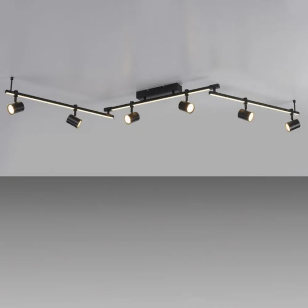 Plafoniere Moderne-Selezionato da Mazzolaluce Plafoniera da soffitto nera con faretti led 3000k orientabili doppia luce