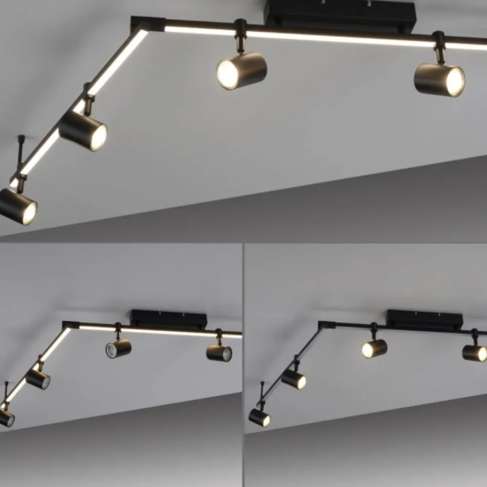 Plafoniere Moderne-Selezionato da Mazzolaluce Plafoniera da soffitto nera con faretti led 3000k orientabili doppia luce