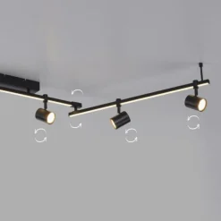 Plafoniere Moderne-Selezionato da Mazzolaluce Plafoniera da soffitto nera con faretti led 3000k orientabili doppia luce