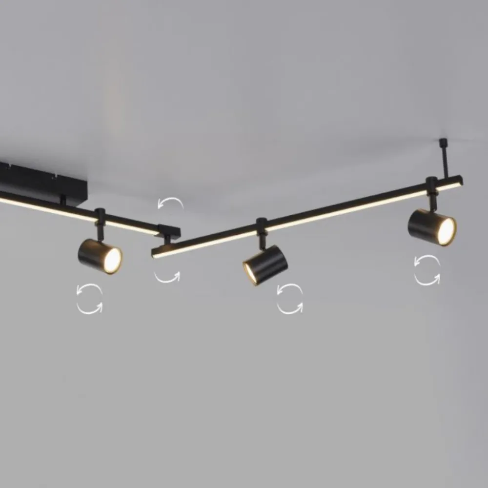 Plafoniere Moderne-Selezionato da Mazzolaluce Plafoniera da soffitto nera con faretti led 3000k orientabili doppia luce