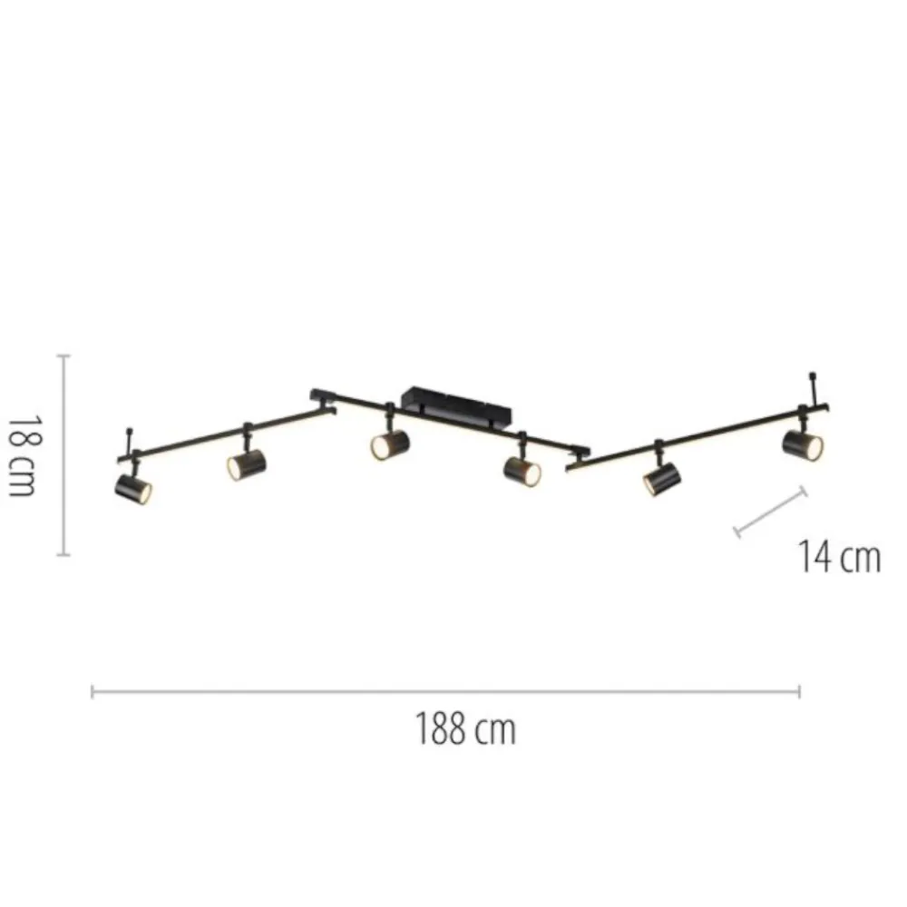 Plafoniere Moderne-Selezionato da Mazzolaluce Plafoniera da soffitto nera con faretti led 3000k orientabili doppia luce