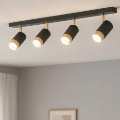 Plafoniere Moderne-Selezionato da Mazzolaluce Plafoniera da soffitto nero oro con faretti orientabili