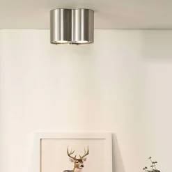 Plafoniere Moderne-Selezionato da Mazzolaluce Plafoniera da soffitto per cucina con 2 faretti orientabili nickel fp