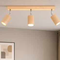 Plafoniere Moderne-Selezionato da Mazzolaluce Plafoniera da soffitto per cucina in legno con faretti orientabili
