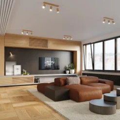Plafoniere Moderne-Selezionato da Mazzolaluce Plafoniera da soffitto per cucina in legno con faretti orientabili