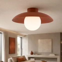 Plafoniere Moderne-Selezionato da Mazzolaluce Plafoniera da soffitto piatto rosso mattone sfera bianca moderna