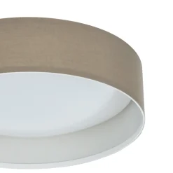 Plafoniere Moderne-Eglo Plafoniera da soffitto rotonda di tessuto tortora cilindro 32 cm pasteri