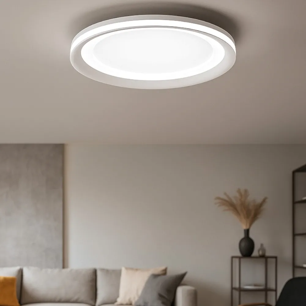 Plafoniere Moderne-Perenz Illuminazione Plafoniera da soffitto tonda bianca moderna led 38w 3000k edge perenz