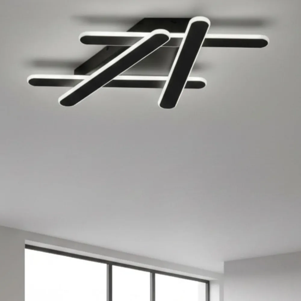 Plafoniere Moderne-Selezionato da Mazzolaluce Plafoniera desig moderno nera 51cm led 38w 3000k dimmerabile