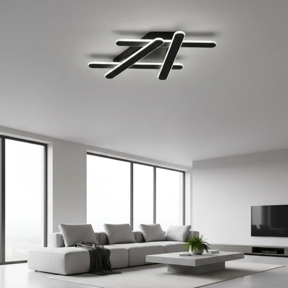Plafoniere Moderne-Selezionato da Mazzolaluce Plafoniera desig moderno nera 51cm led 38w 3000k dimmerabile