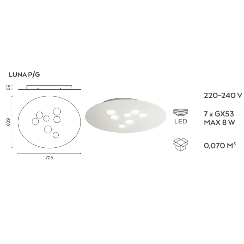 Plafoniere Moderne-Gea Luce Plafoniera design bianca luna