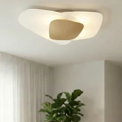 Plafoniere Moderne-Top Light Plafoniera design moderna 63cm vetri bianchi placca sabbia