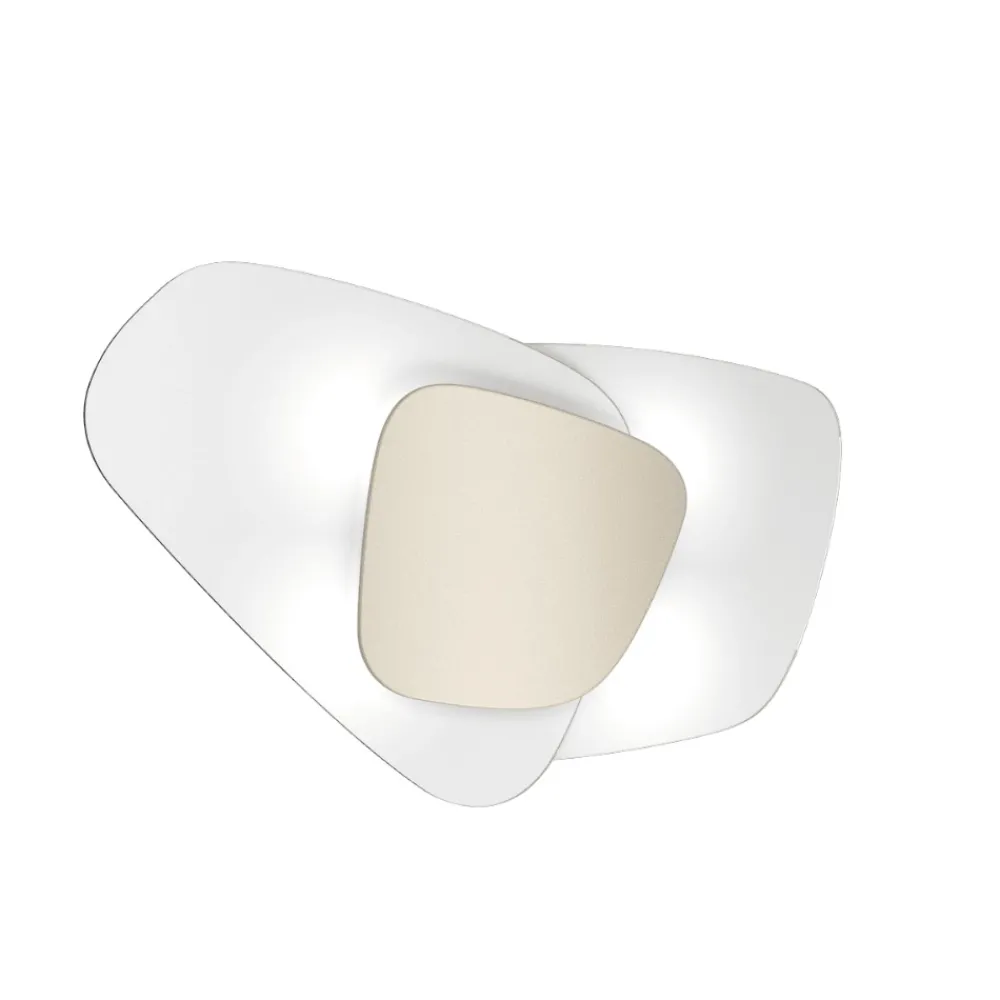 Plafoniere Moderne-Top Light Plafoniera design moderna 63cm vetri bianchi placca sabbia