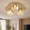 Plafoniere Moderne-Selezionato da Mazzolaluce Plafoniera design moderna con 3 sfere in vetro cognac plasmato