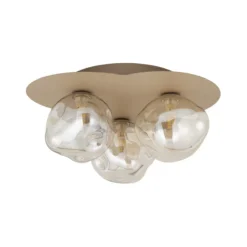Plafoniere Moderne-Selezionato da Mazzolaluce Plafoniera design moderna con 3 sfere in vetro cognac plasmato